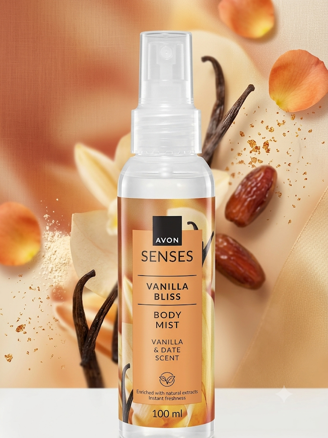 Brume Corporelle Avon Senses Vanilla Bliss - Vanille & Dattes - 100ml (L