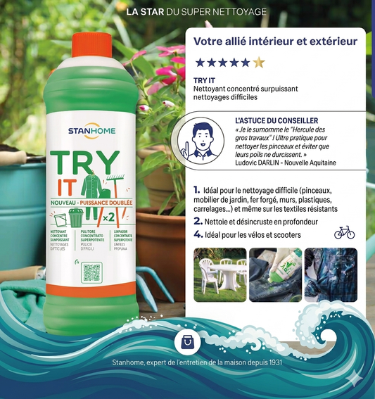 Stanhome "Try It" - Nettoyant Surpuissant Concentré pour Saletés Tenaces - 1 Litre