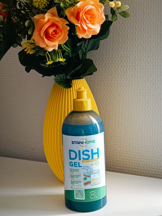 Dish gel : gel concentré lave-vaisselle tout en 1, parfum aux notes marines et boisées