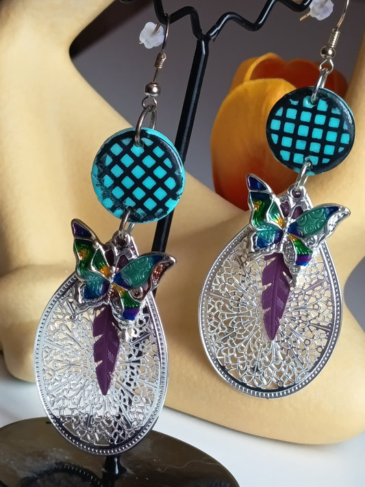 🦋✨ Boucles d'oreilles artisanales "Papillon & Filigrane" : L'accessoire chic et original pour sublimer votre style ! 💎🌸🎨