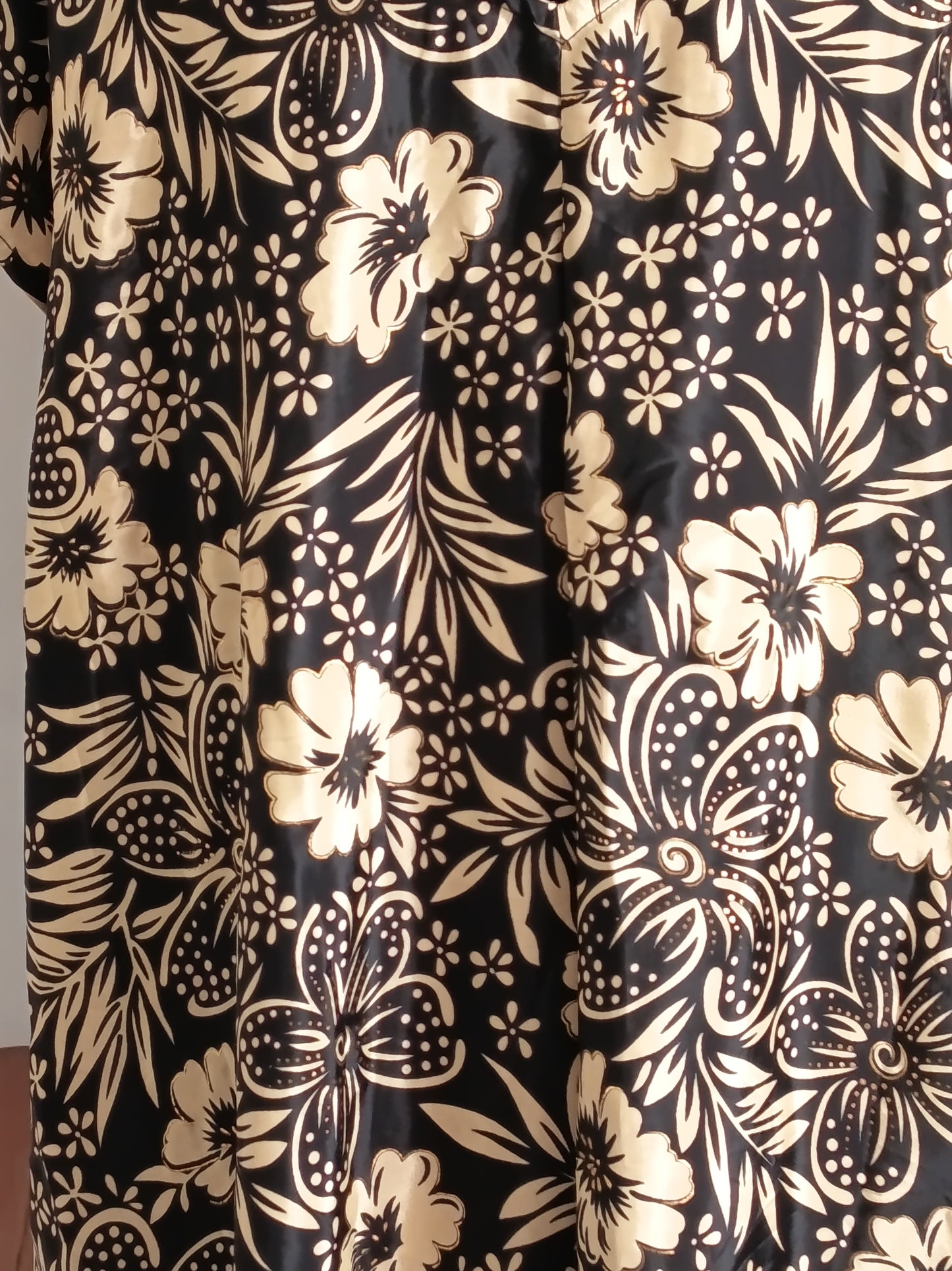 Tunique grande taille, polyester, noire, crème et or, taille 56-58-60, n10