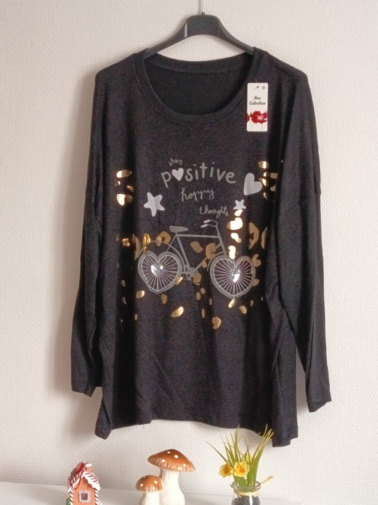 đČ Pull Douillet & Inspirant "Stay Positive" - Noir & DorĂ© (Taille 54/56) đ