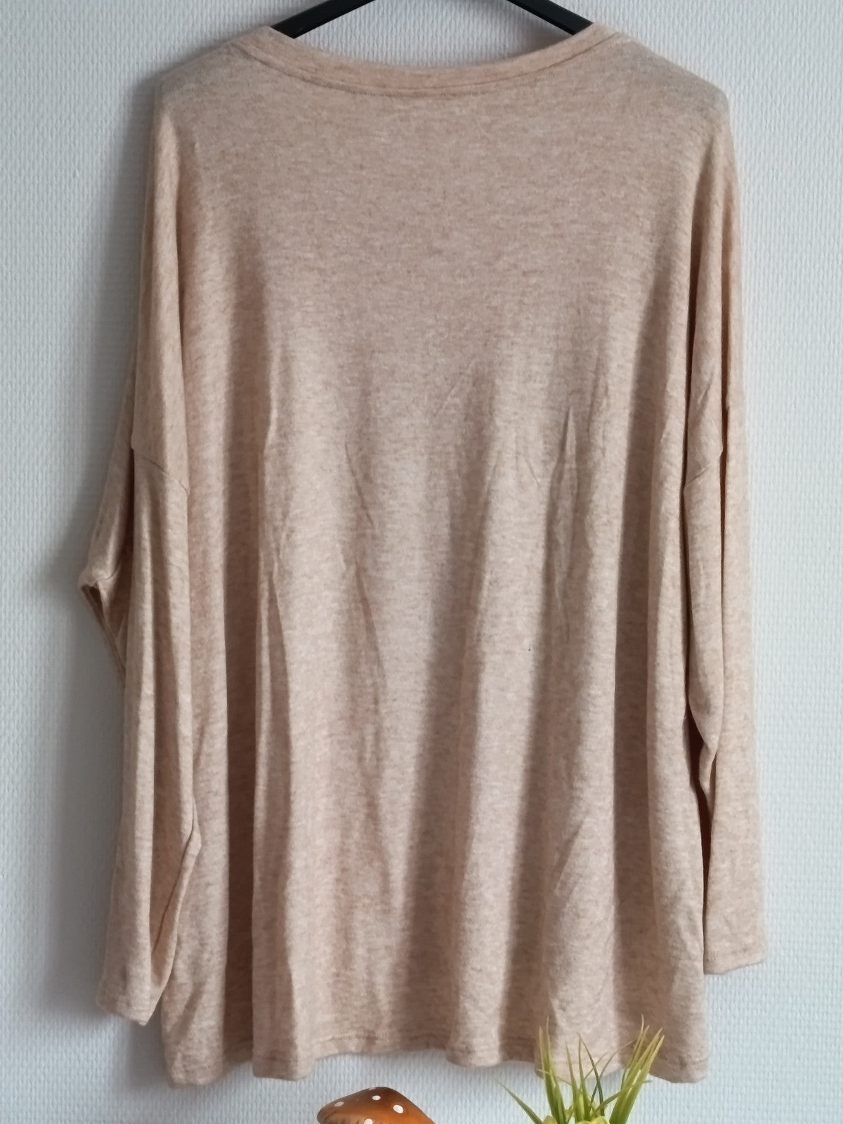 Pull fin avec 30% de laine, beige chiné, avec imprimé vélo, taille 54/56