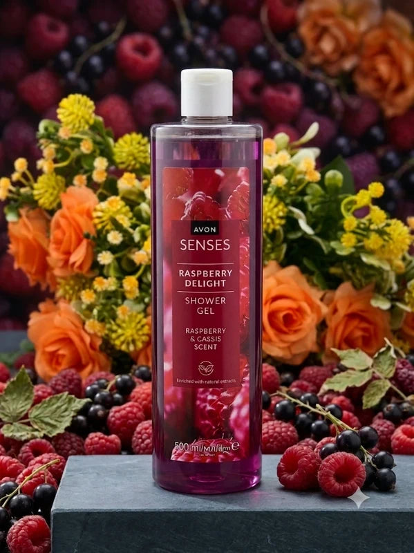 🍓 Gel Douche Avon Senses Raspberry Delight – L'Évasion Fruitée (500 ml) 🍇