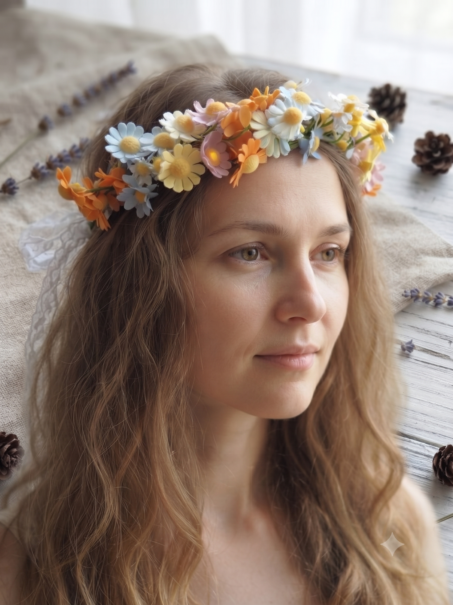 Couronne de Tête Bohème "Prairie Fleurie" , style marguerites🌸✨Champêtre