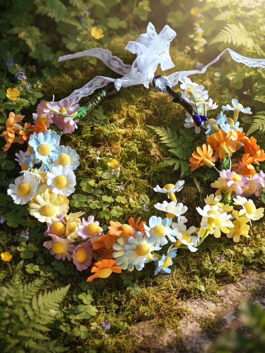 Couronne de Tête Bohème "Prairie Fleurie" , style marguerites🌸✨Champêtre