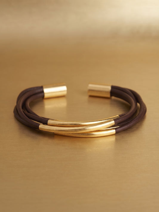 💙 Bracelet Vintage Tendance 5 Rangées Marron et Doré ✨