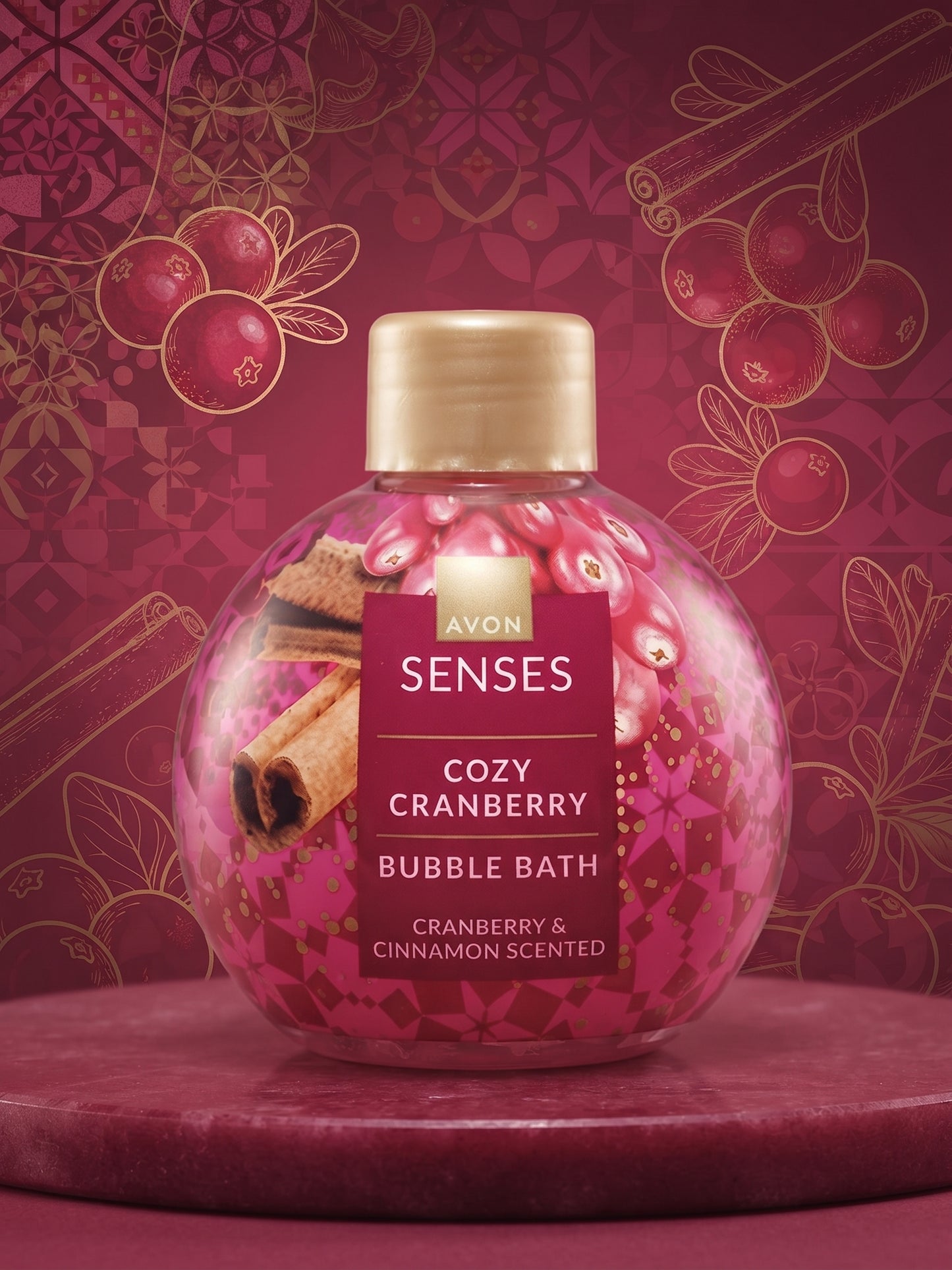 🛁 Bain Moussant Avon Senses - Cozy Cranberry & Cinnamon 🍂