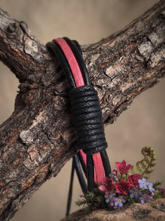 ✨ Bracelet Bicolore Noir et Rose Fuchsia – Style Vintage Années 2000, Stock Dormant & Ajustable 🖤🩷