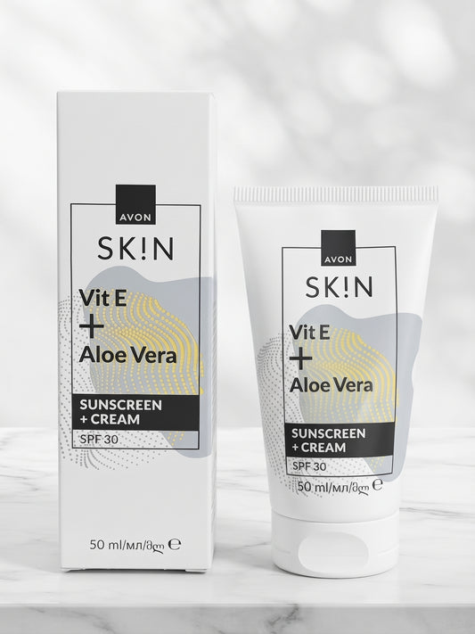 Découvrez la Crème Solaire Visage SK!N Sunscreen + Cream SPF 30 – Avon 🌟