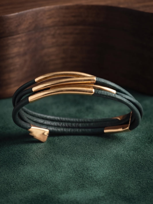 🌿 Bracelet Multicorde vert et doré, "Vintage Chic" – Stock Dormant (Années 2000) ✨