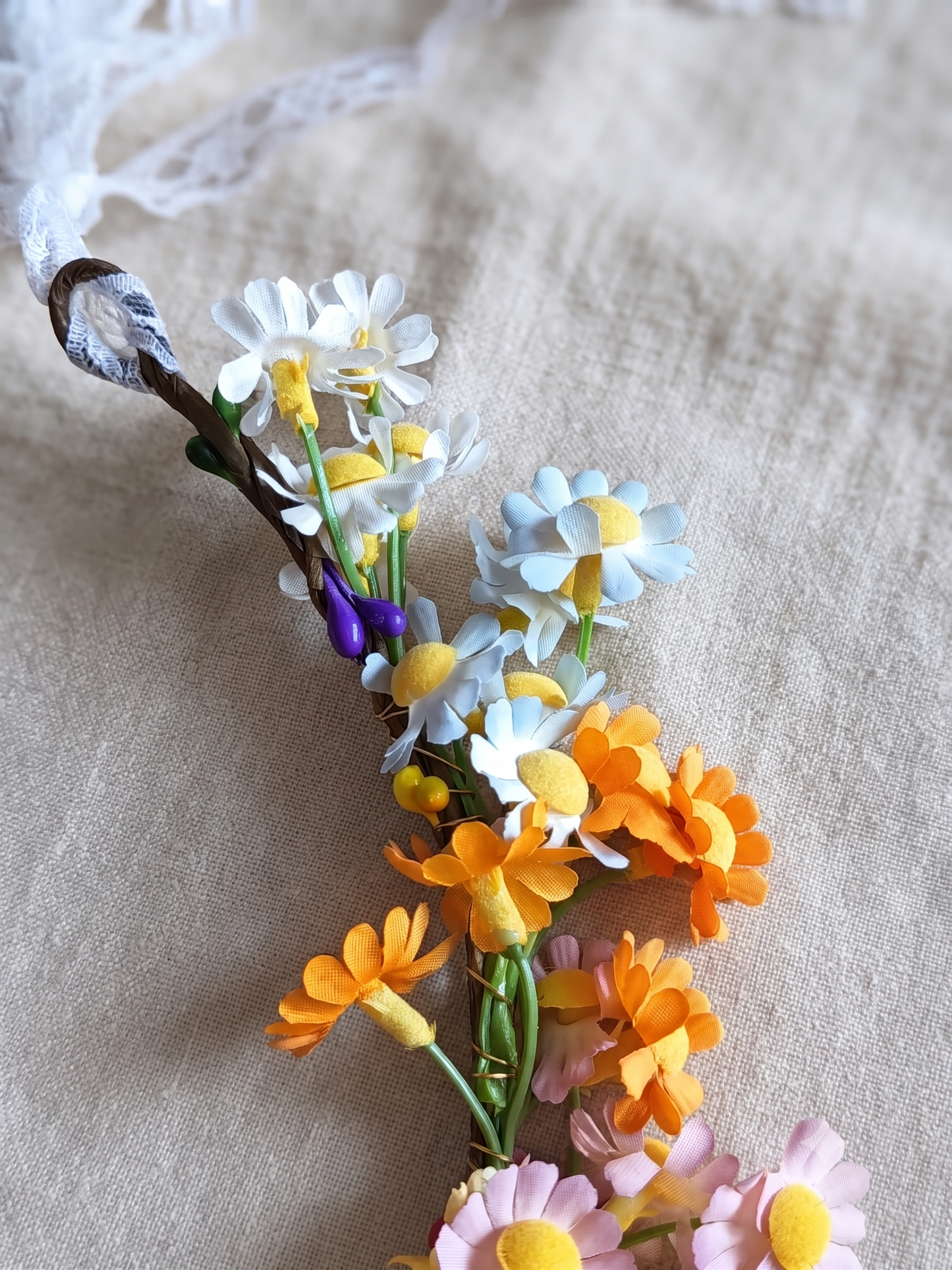 Couronne de Tête Bohème "Prairie Fleurie" , style marguerites🌸✨Champêtre