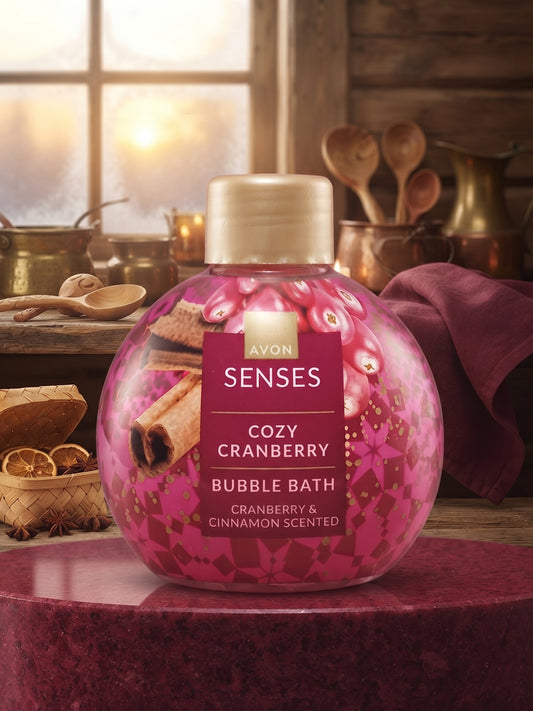 🛁 Bain Moussant Avon Senses - Cozy Cranberry & Cinnamon 🍂