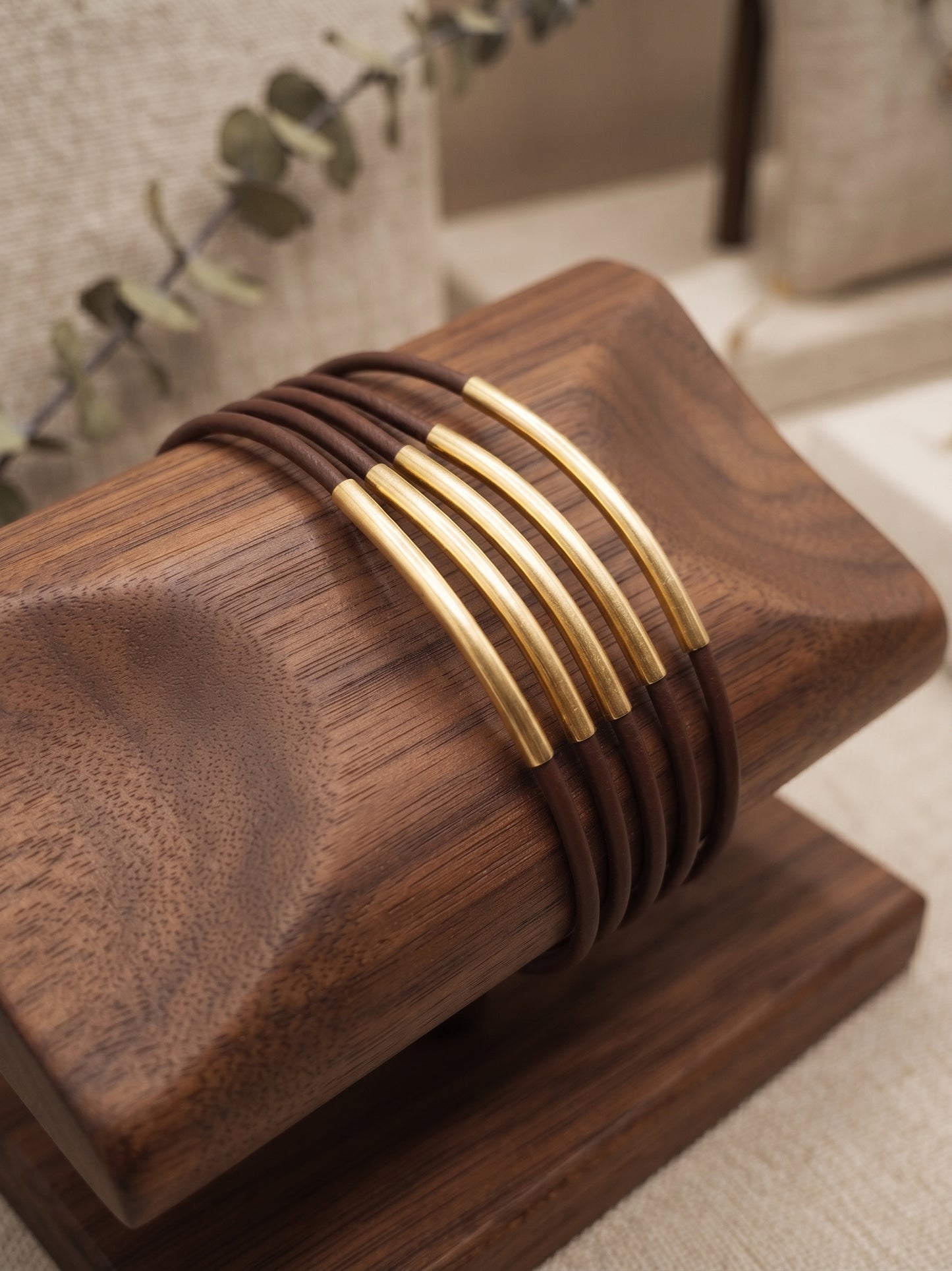 💙 Bracelet Vintage Tendance 5 Rangées Marron et Doré ✨