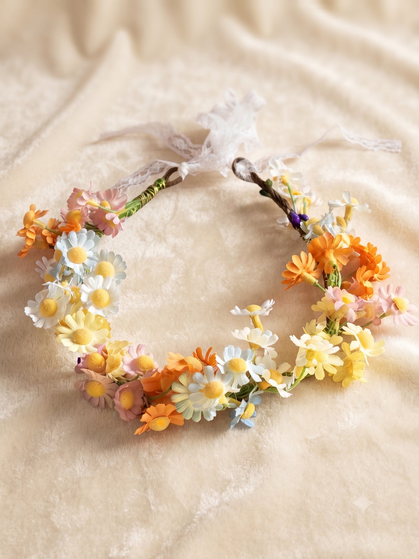 Couronne de Tête Bohème "Prairie Fleurie" , style marguerites🌸✨Champêtre