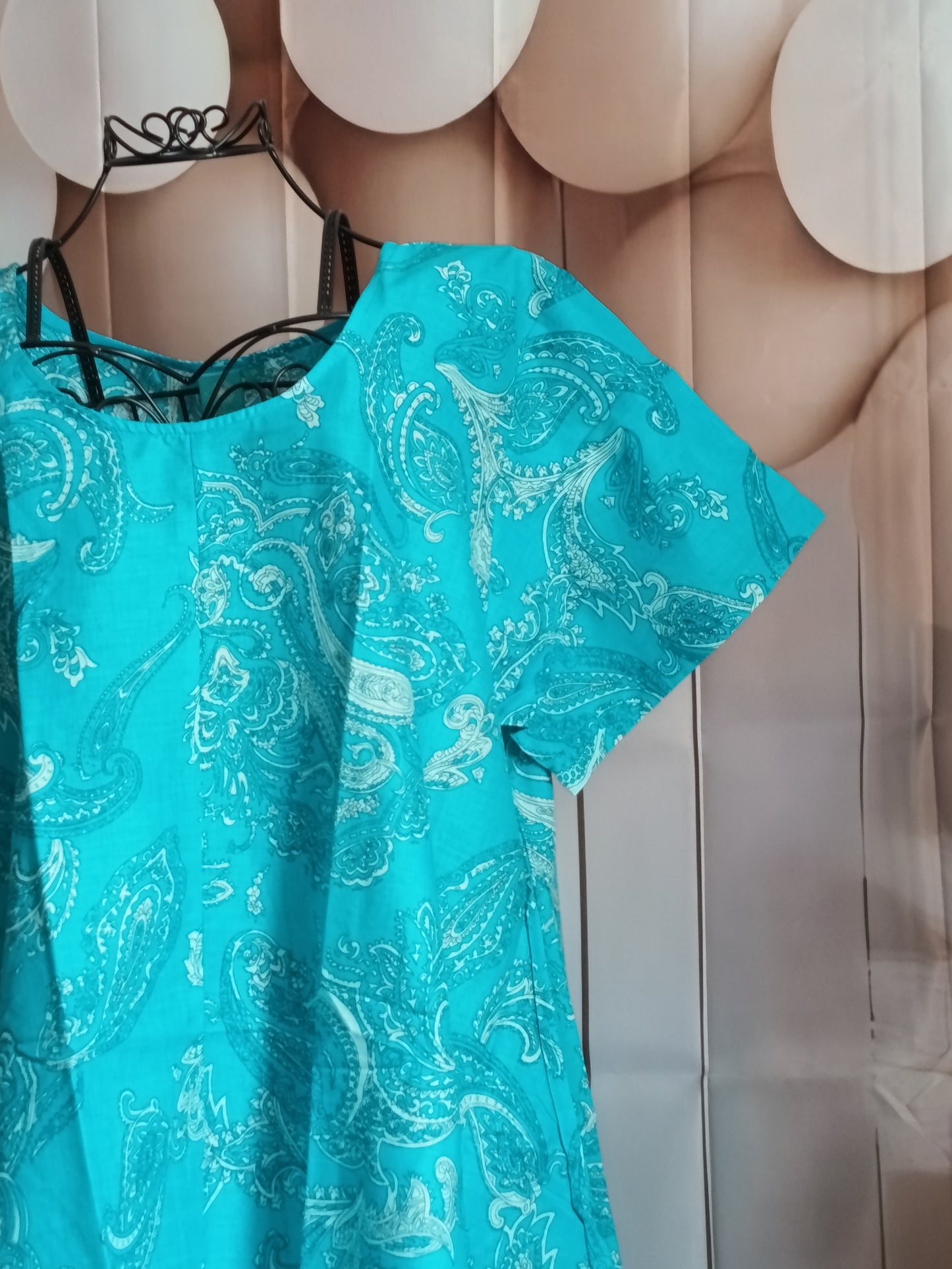 ✨ Robe ou tunique d'été fluide à motifs - Bleu Turquoise (Taille 48/50) 👗