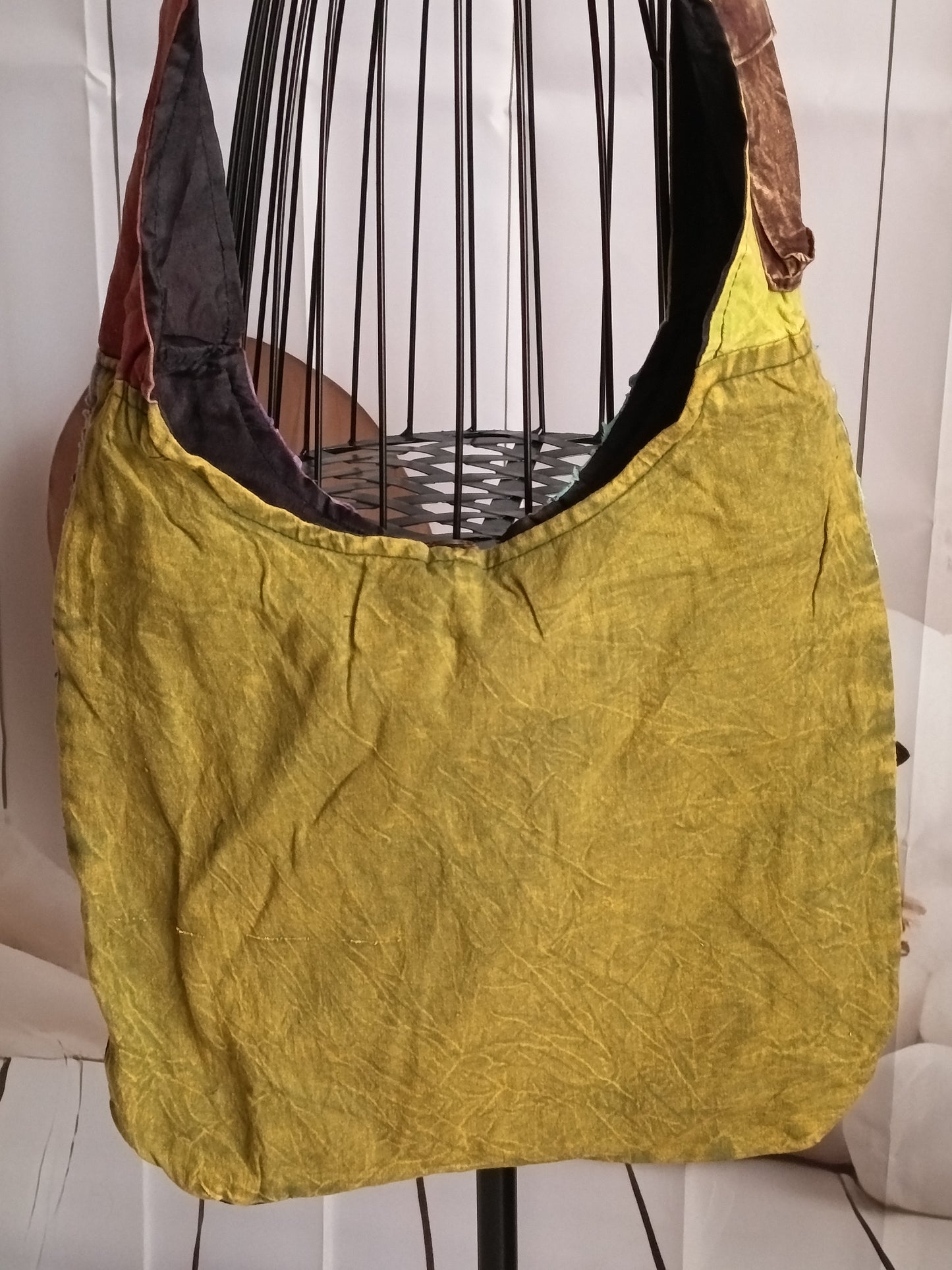 Sac à bandoulière à patchwork, ethnique, 100% coton, multicolore, N7B