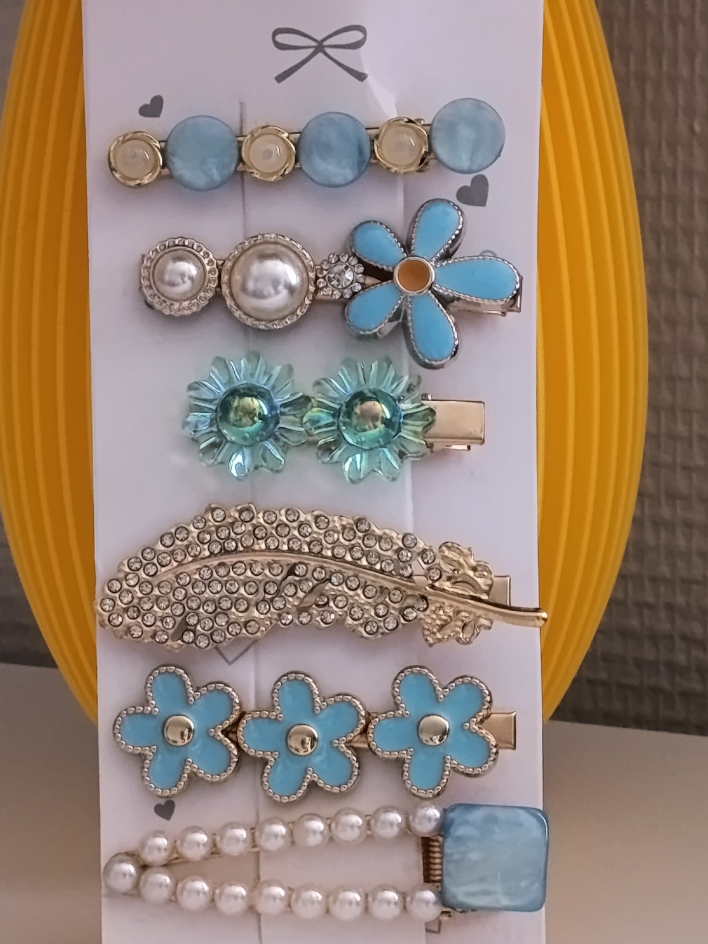Lot de 6 pinces crocrodiles, dans les tons bleus turquoises et blancs