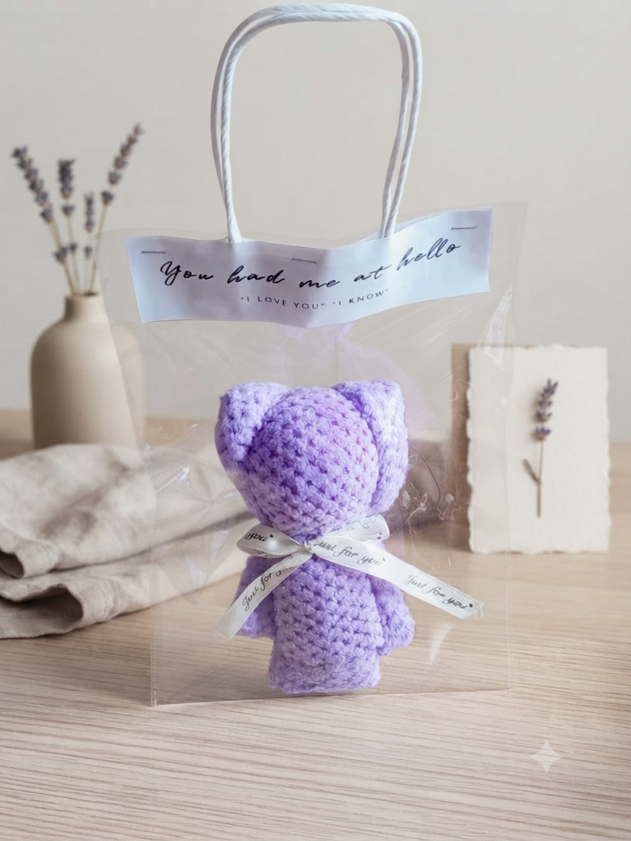 🧸✨ Adorable Serviette d'Invités Ourson Douce & Poétique, dans son sachet avec anses ✨🧸
