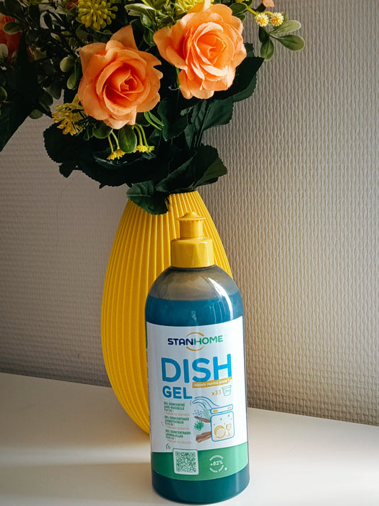 Dish gel : gel concentré lave-vaisselle tout en 1, parfum aux notes marines et boisées