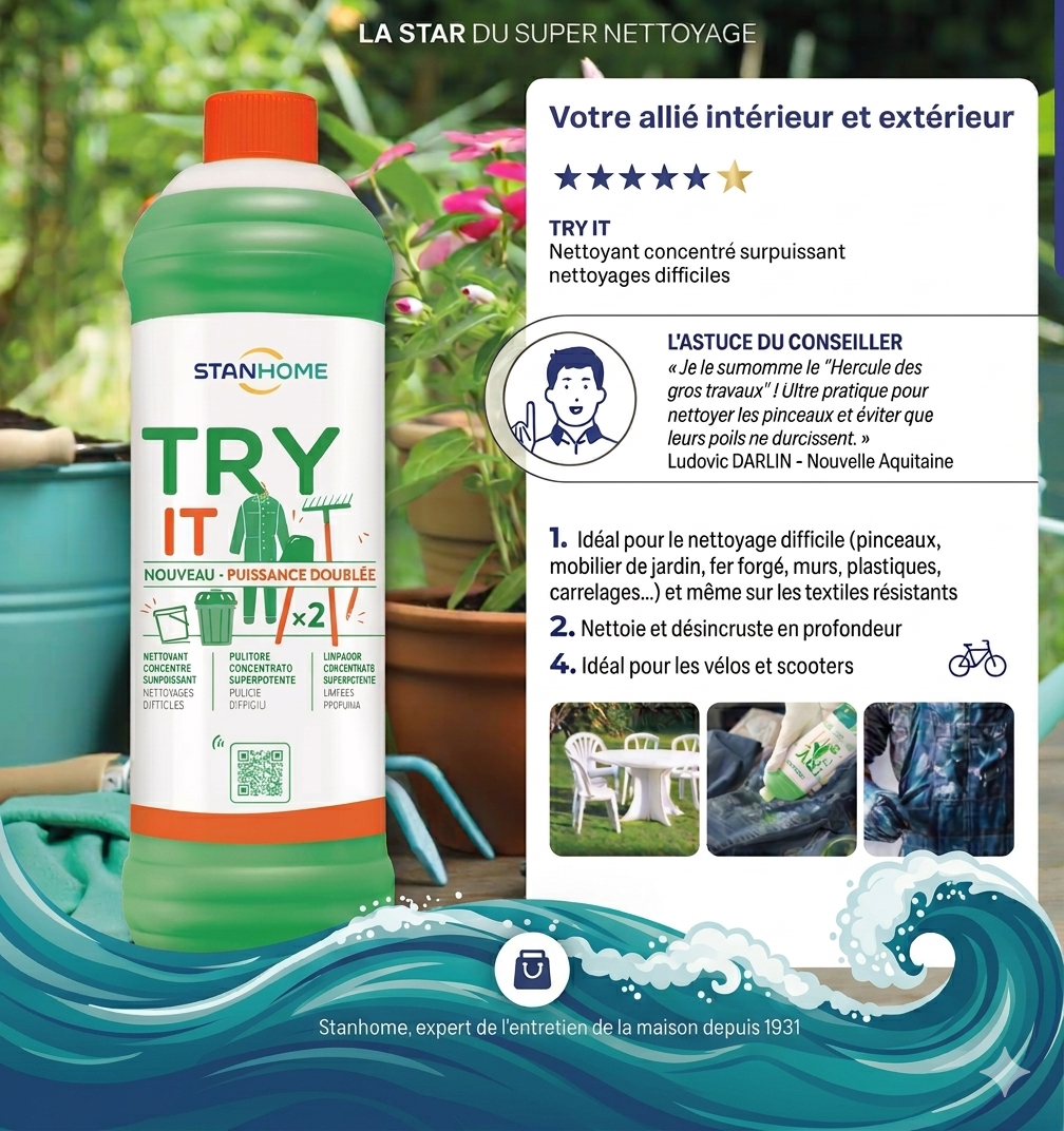 Stanhome "Try It" - Nettoyant Surpuissant Concentré pour Saletés Tenaces - 1 Litre