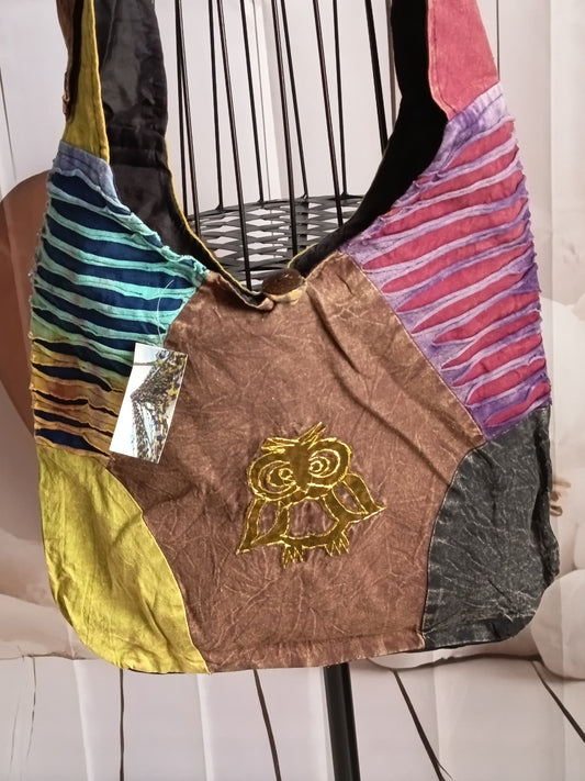 Sac à bandoulière à patchwork, ethnique, 100% coton, multicolore, N7B