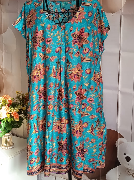 Tunique grande taille, polyester, bleu, rose, marron, taille 56/60, N9