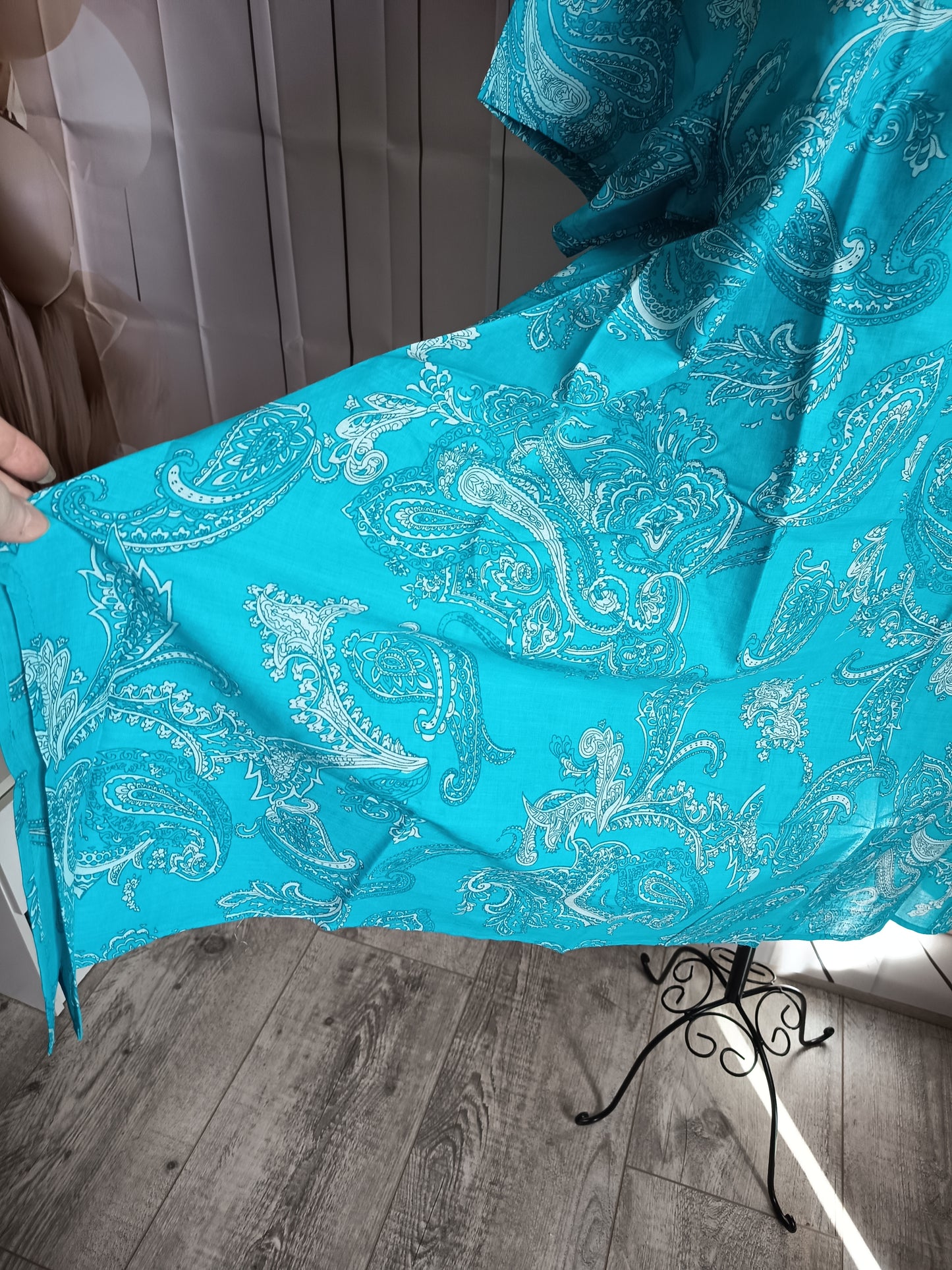 ✨ Robe ou tunique d'été fluide à motifs - Bleu Turquoise (Taille 48/50) 👗