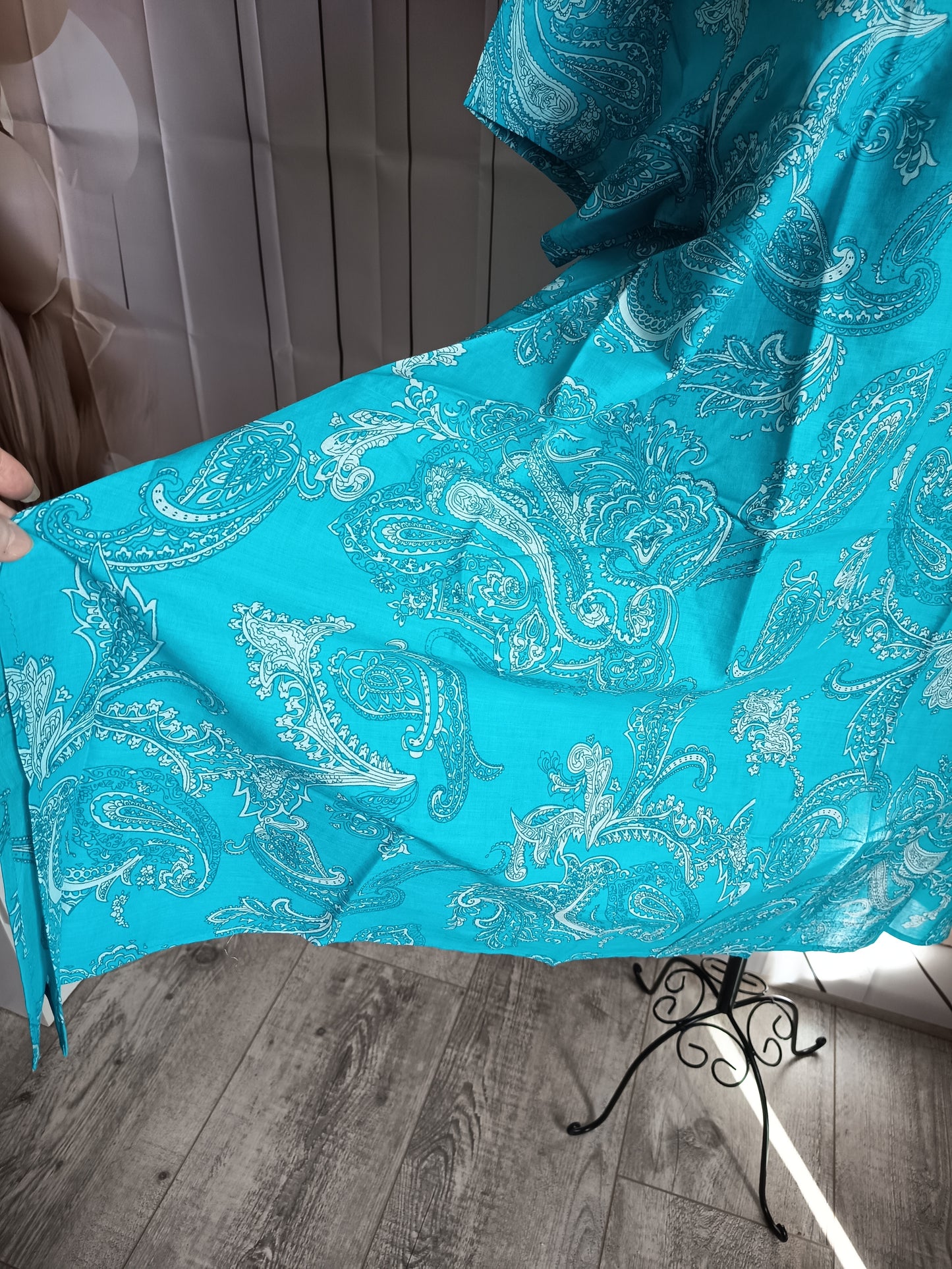 ✨ Robe ou tunique d'été fluide à motifs - Bleu Turquoise (Taille 48/50) 👗