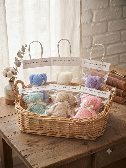 🧸✨ Adorable Serviette d'Invités Ourson Douce & Poétique, dans son sachet avec anses ✨🧸