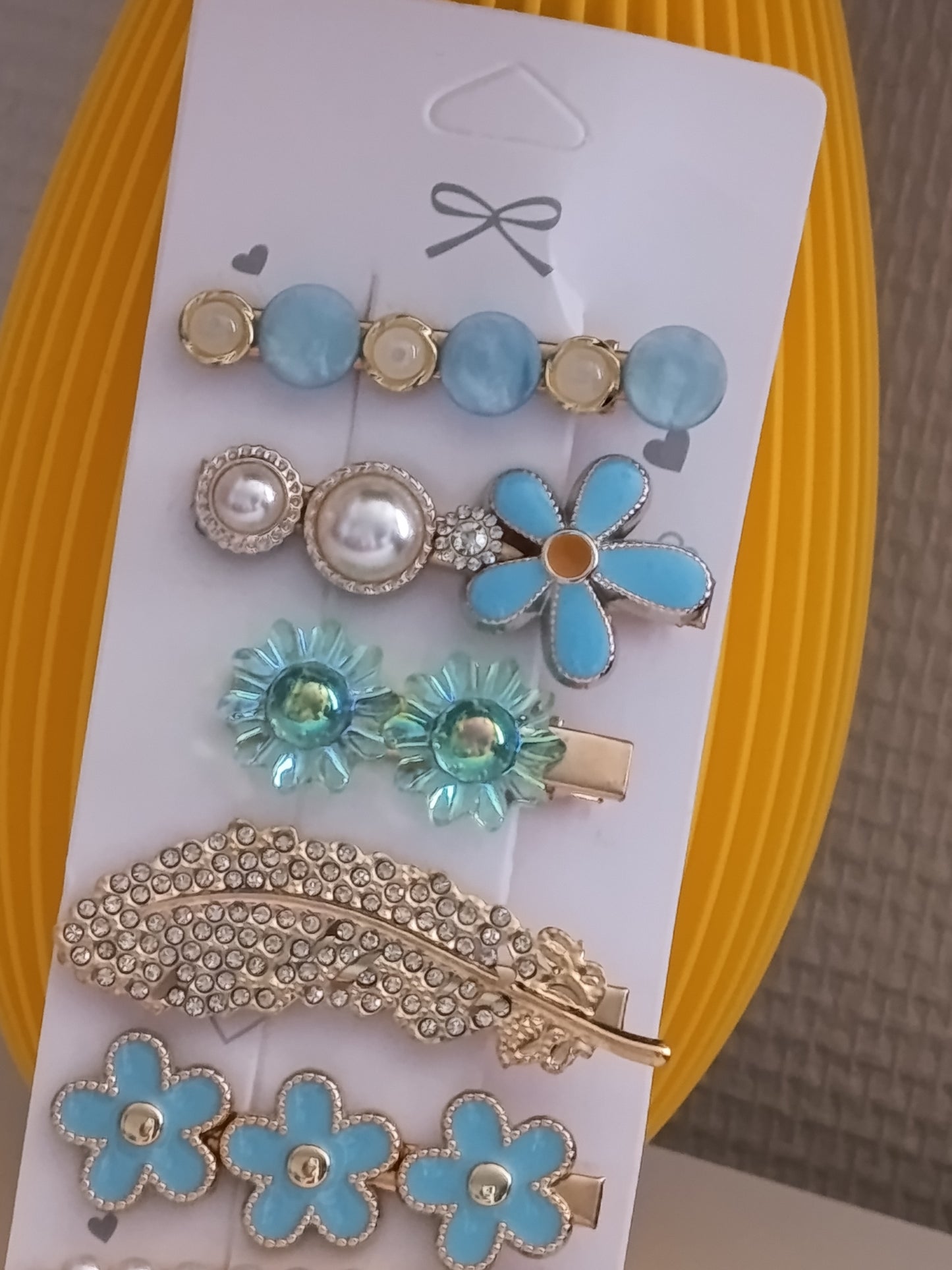 Lot de 6 pinces crocrodiles, dans les tons bleus turquoises et blancs