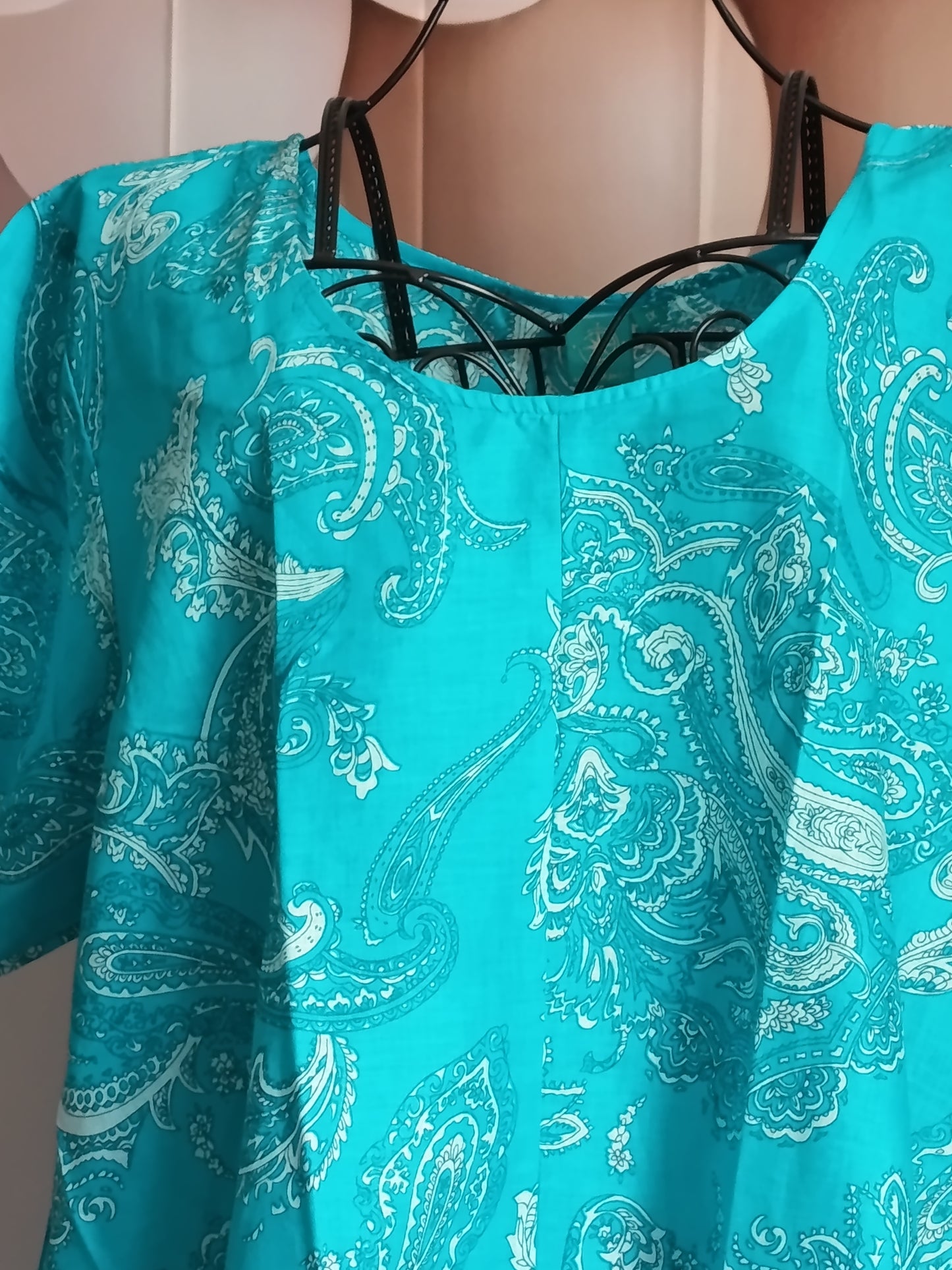 ✨ Robe ou tunique d'été fluide à motifs - Bleu Turquoise (Taille 48/50) 👗