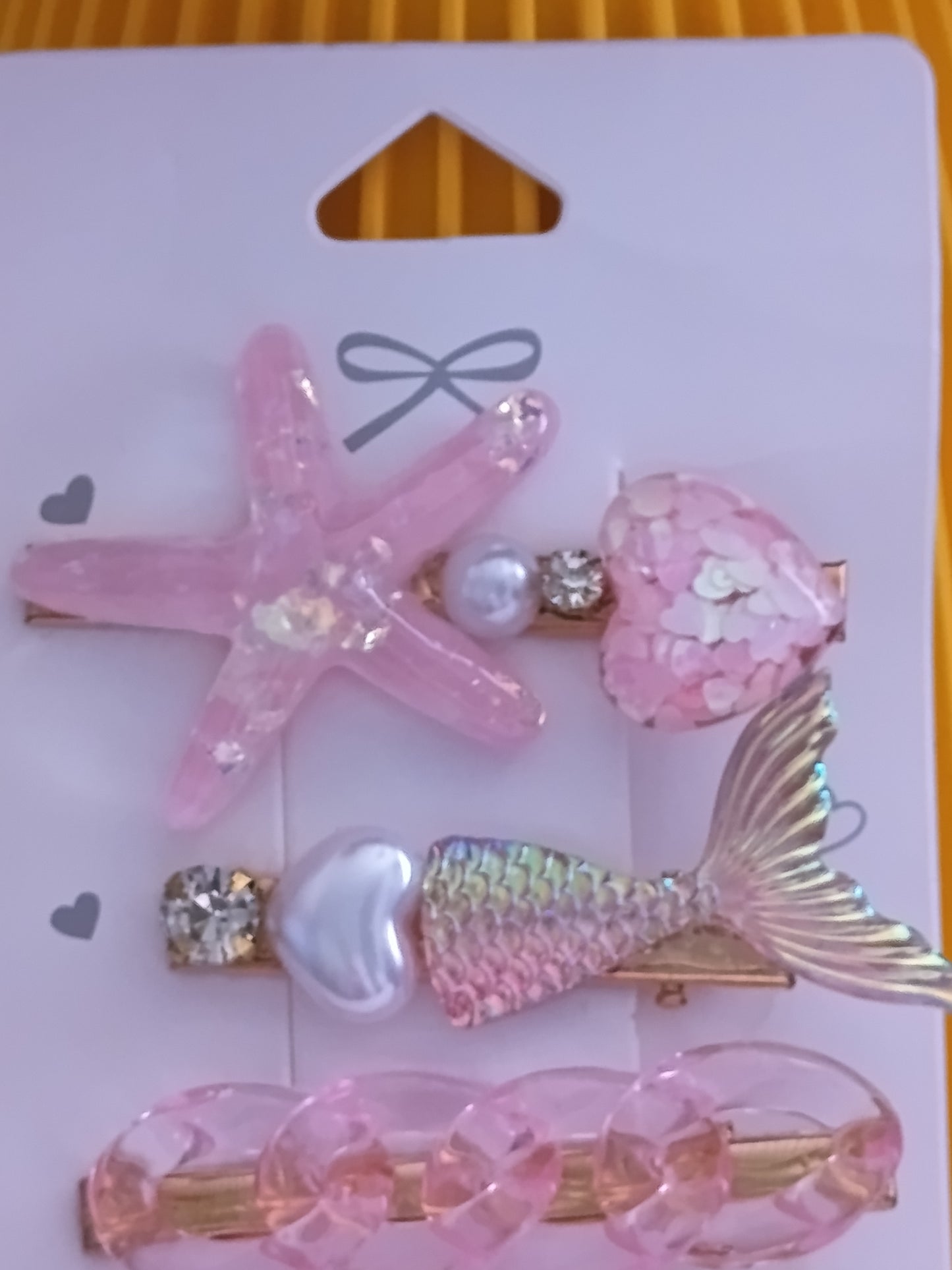 Lot de 6 pinces crocrodiles à cheveux, dans les tons roses clairs, thème mer