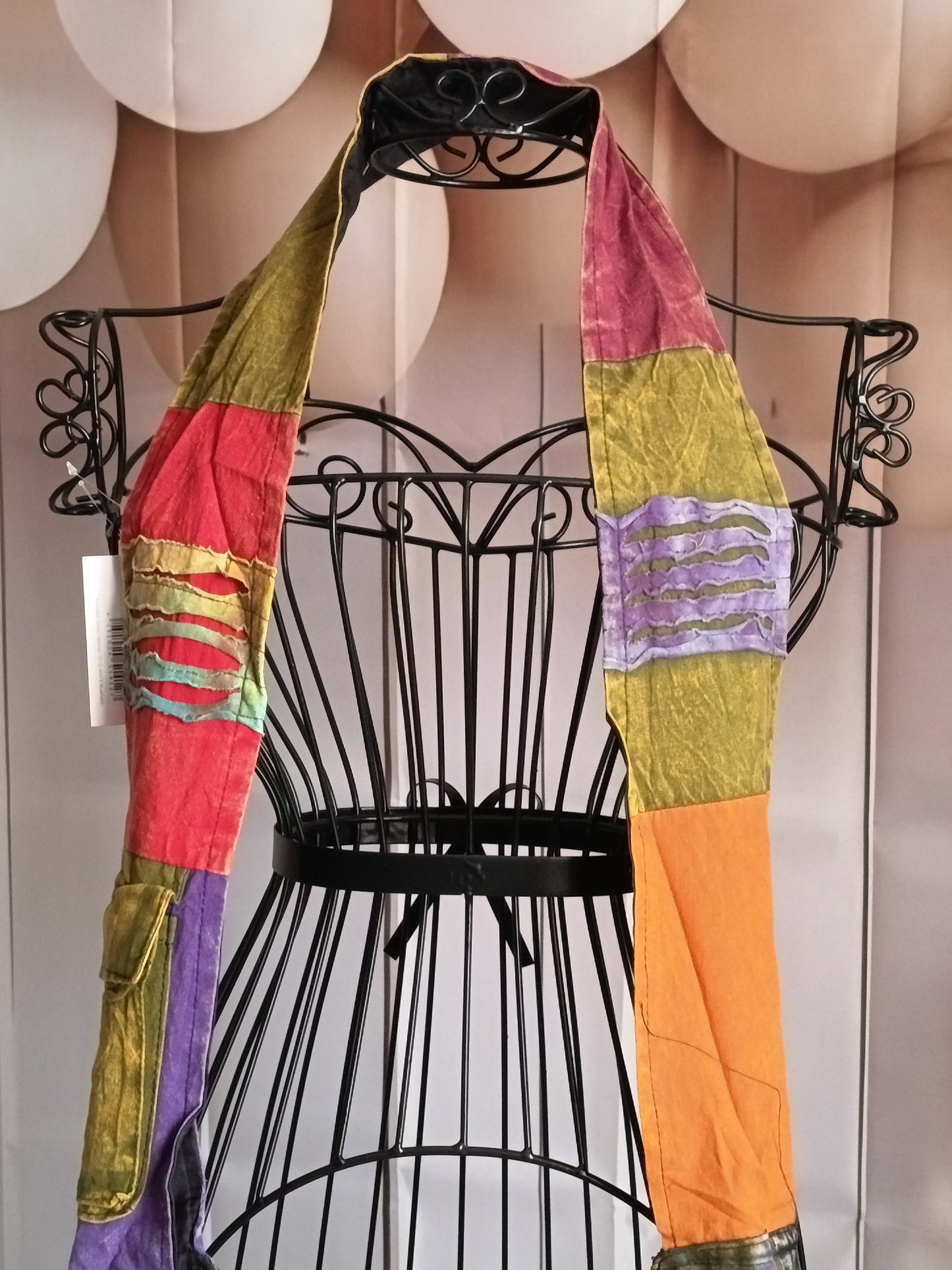 Sac à bandoulière à patchwork, ethnique, 100% coton, multicolore, N7C