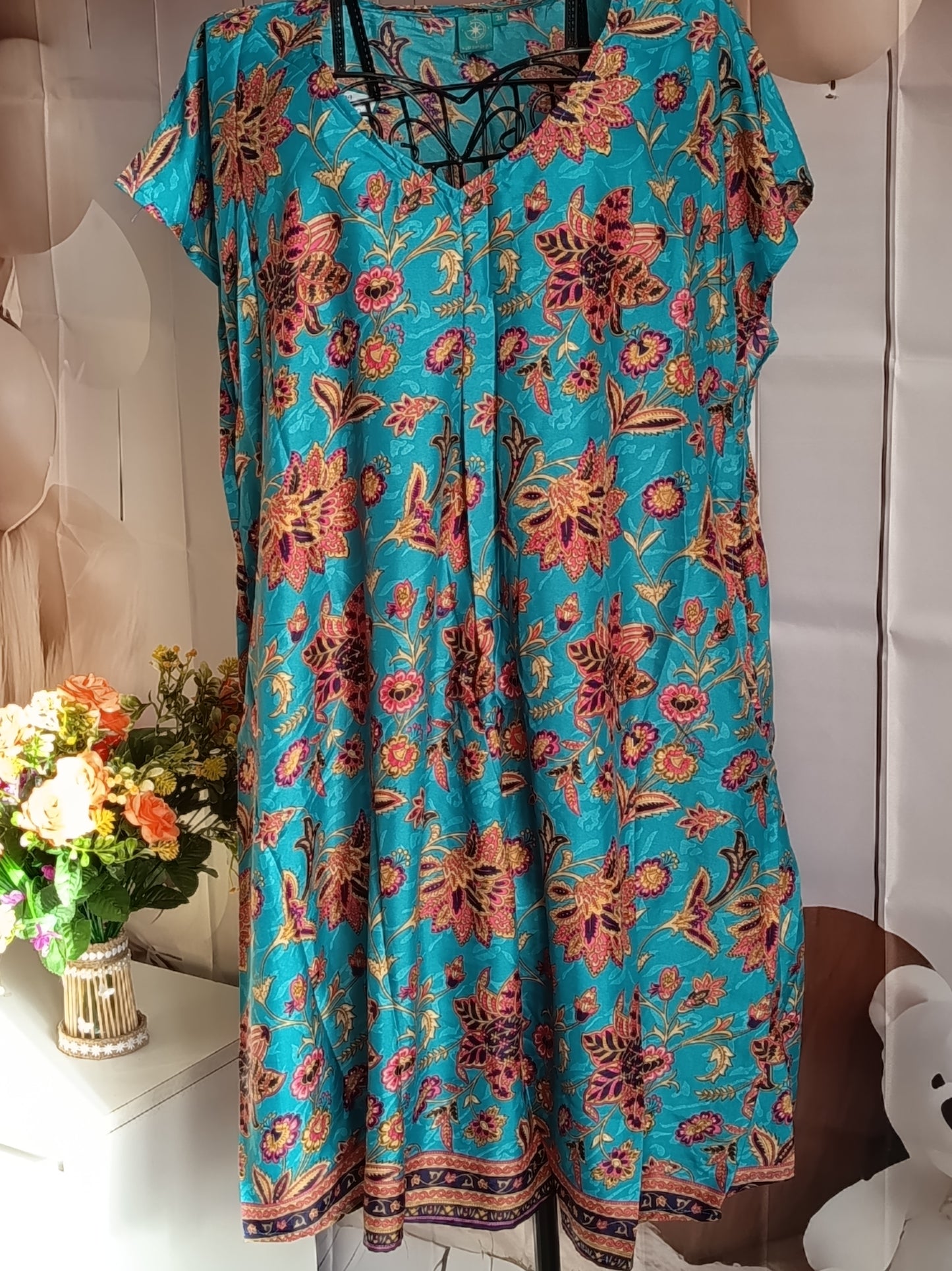 Tunique grande taille, polyester, bleu, rose, marron, taille 56/60, N9