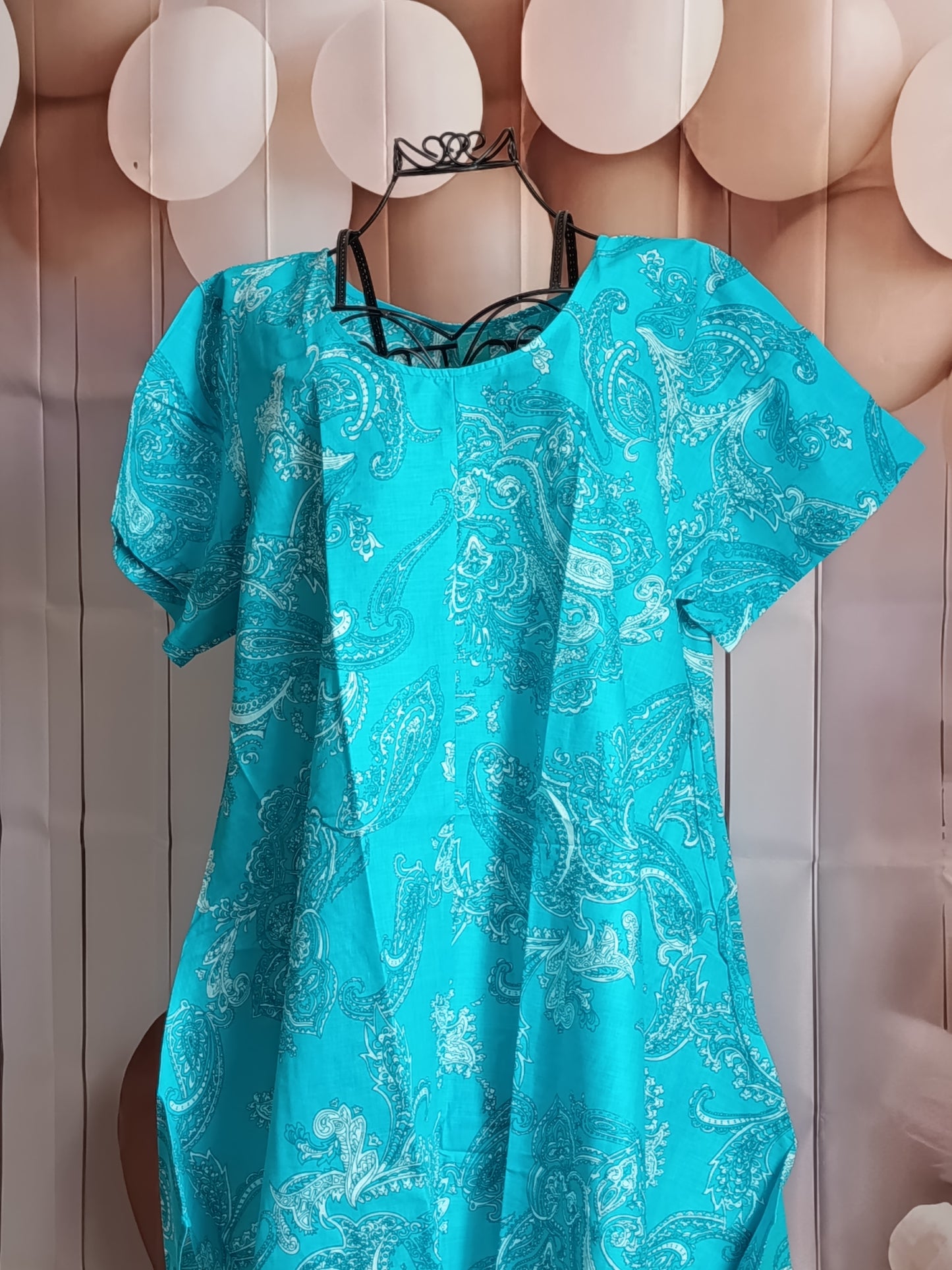 ✨ Robe ou tunique d'été fluide à motifs - Bleu Turquoise (Taille 48/50) 👗