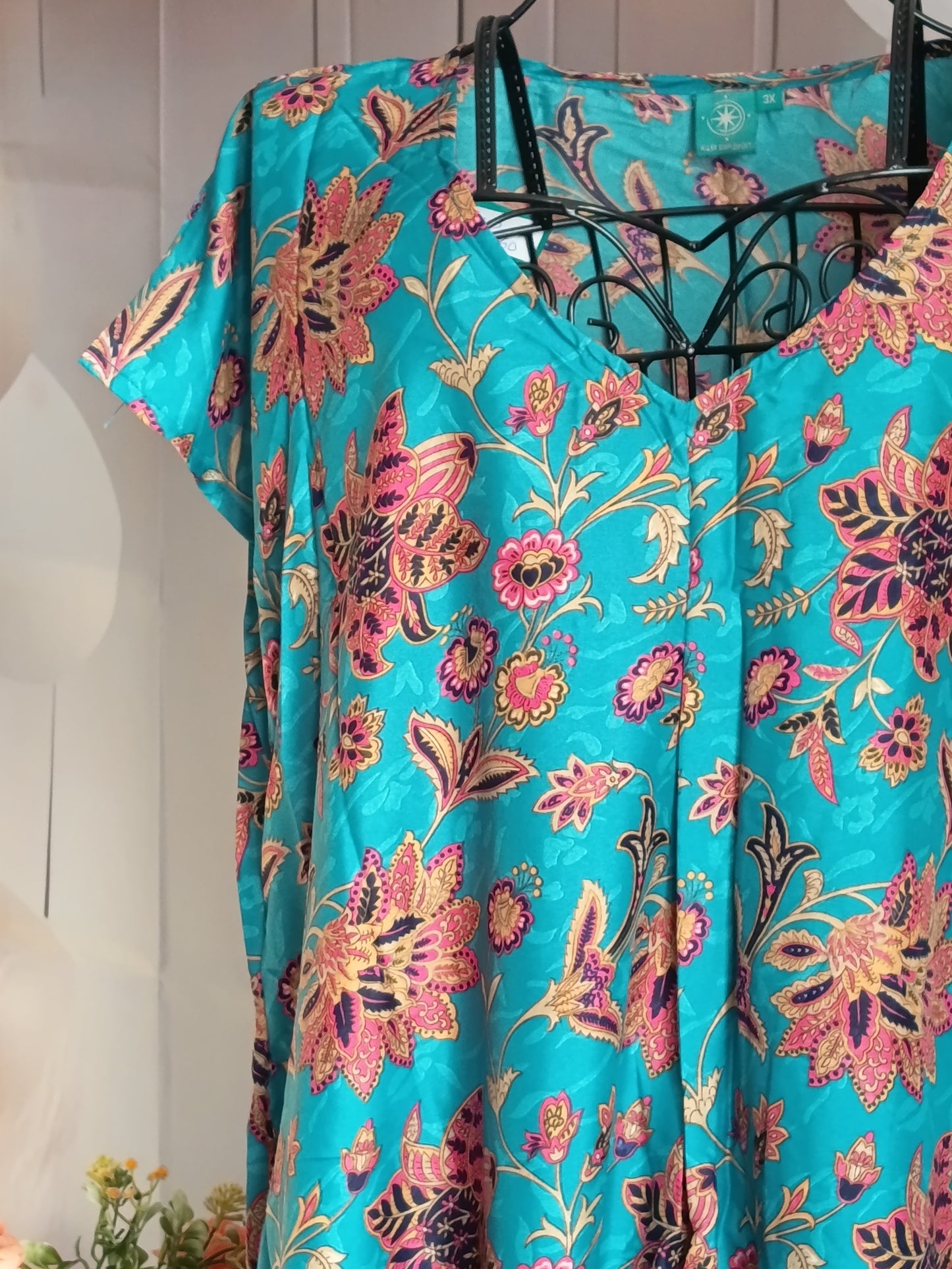 Tunique grande taille, polyester, bleu, rose, marron, taille 56/60, N9