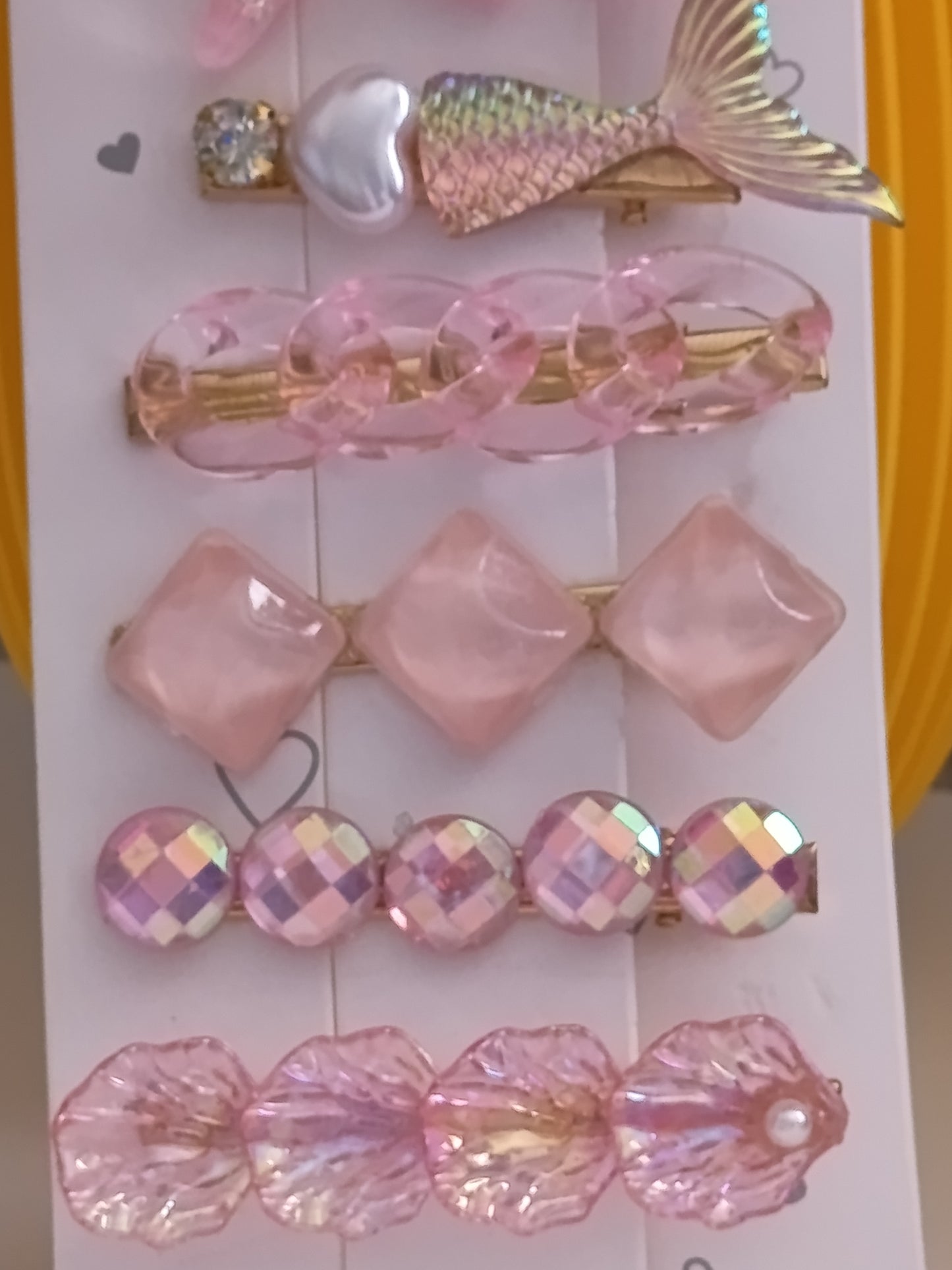 Lot de 6 pinces crocrodiles à cheveux, dans les tons roses clairs, thème mer