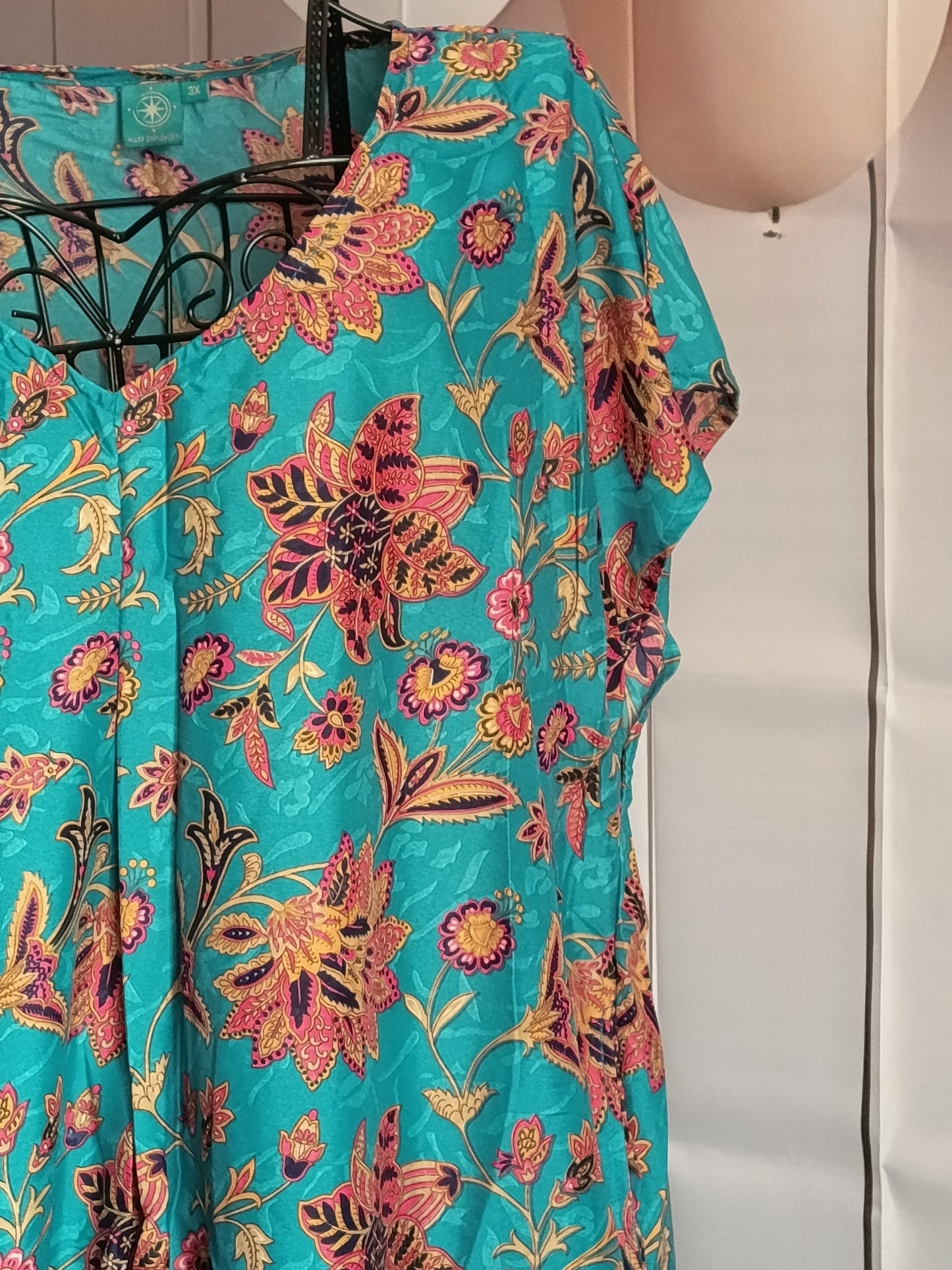 Tunique grande taille, polyester, bleu, rose, marron, taille 56/60, N9