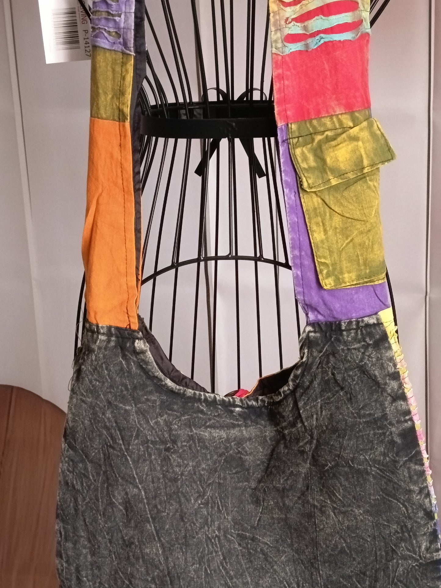 Sac à bandoulière à patchwork, ethnique, 100% coton, multicolore, N7C