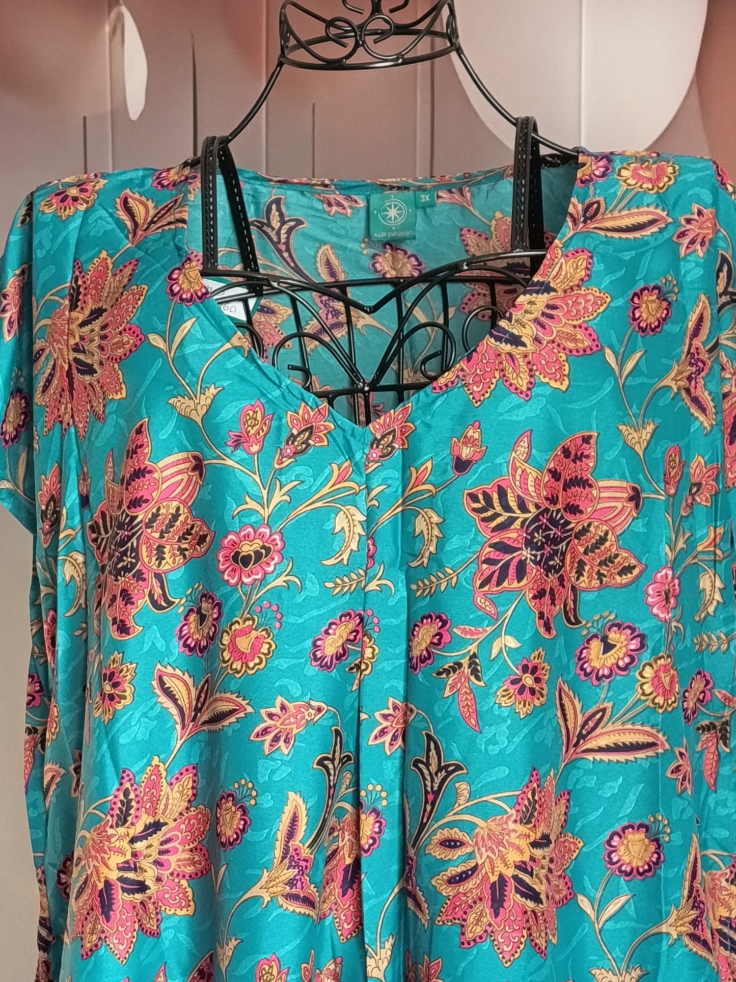 Tunique grande taille, polyester, bleu, rose, marron, taille 56/60, N9