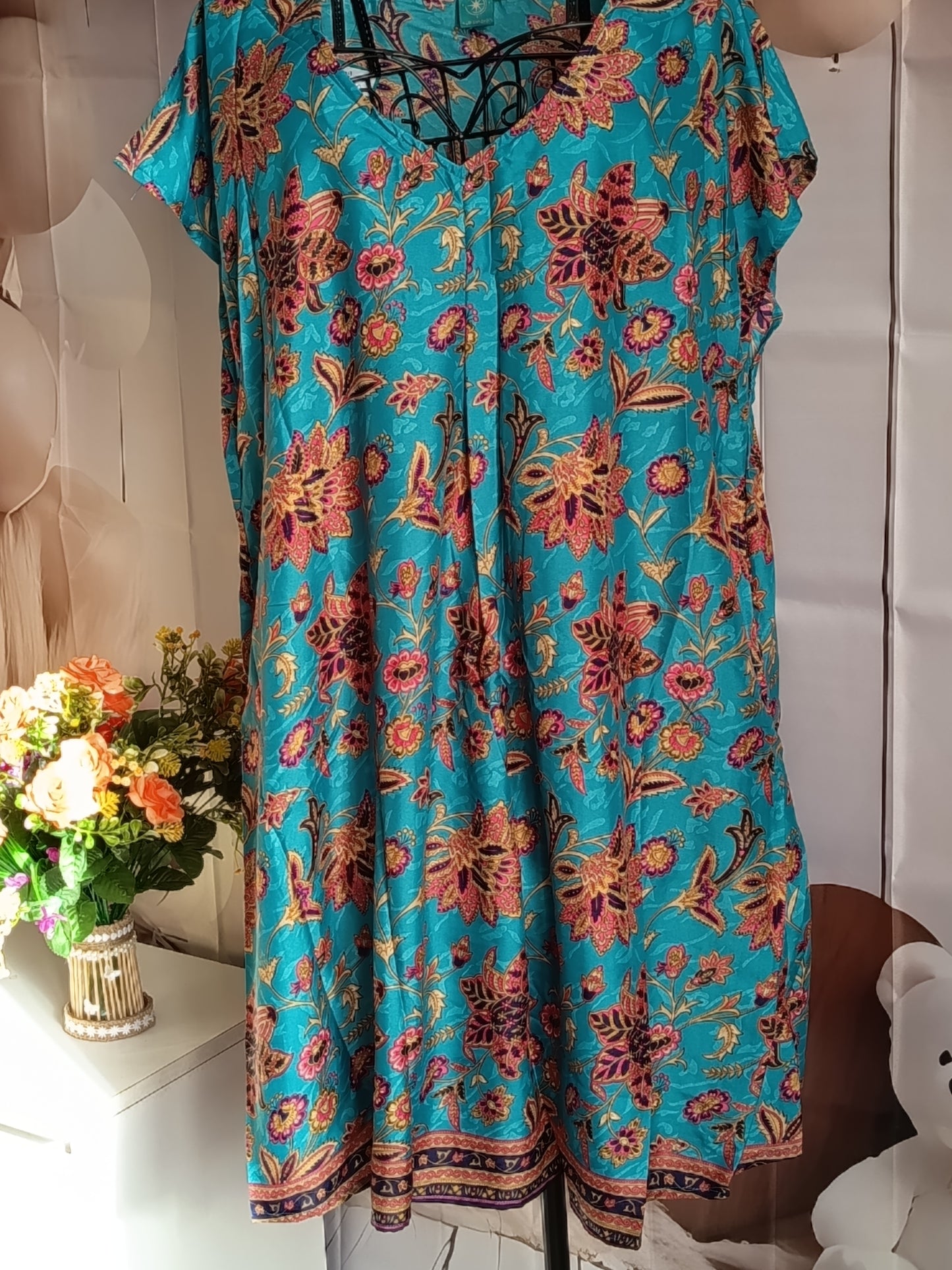 Tunique grande taille, polyester, bleu, rose, marron, taille 56/60, N9