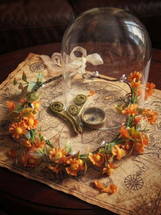 👑 Couronne de Fleurs Bohème Orange - Parfaite pour Mariage et Cérémonie 🌸🌿