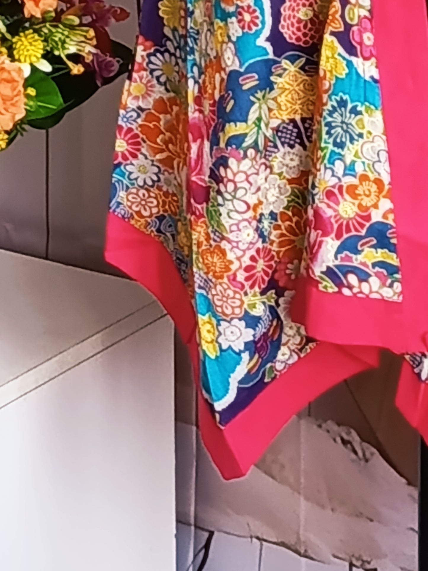 Tunique femme 100% voile de coton, multicolore et asymétrique, taille 36-38, N8