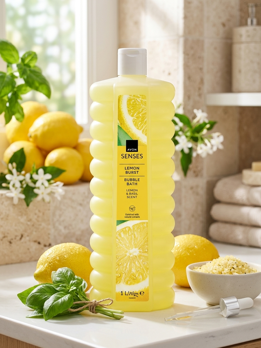 Bain Moussant Avon Lemon Burst : Fraîcheur Citron & Basilic 1L