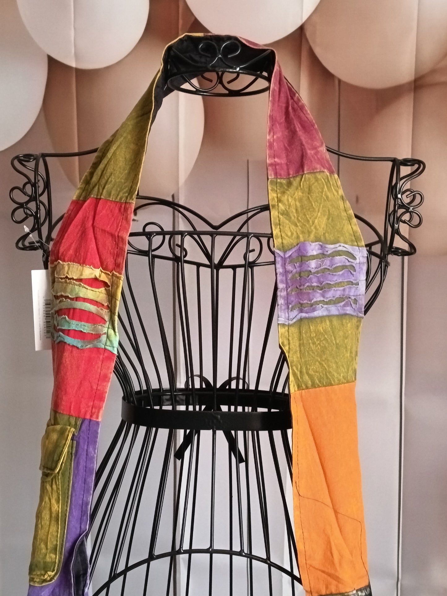 Sac à bandoulière à patchwork, ethnique, 100% coton, multicolore, N7C