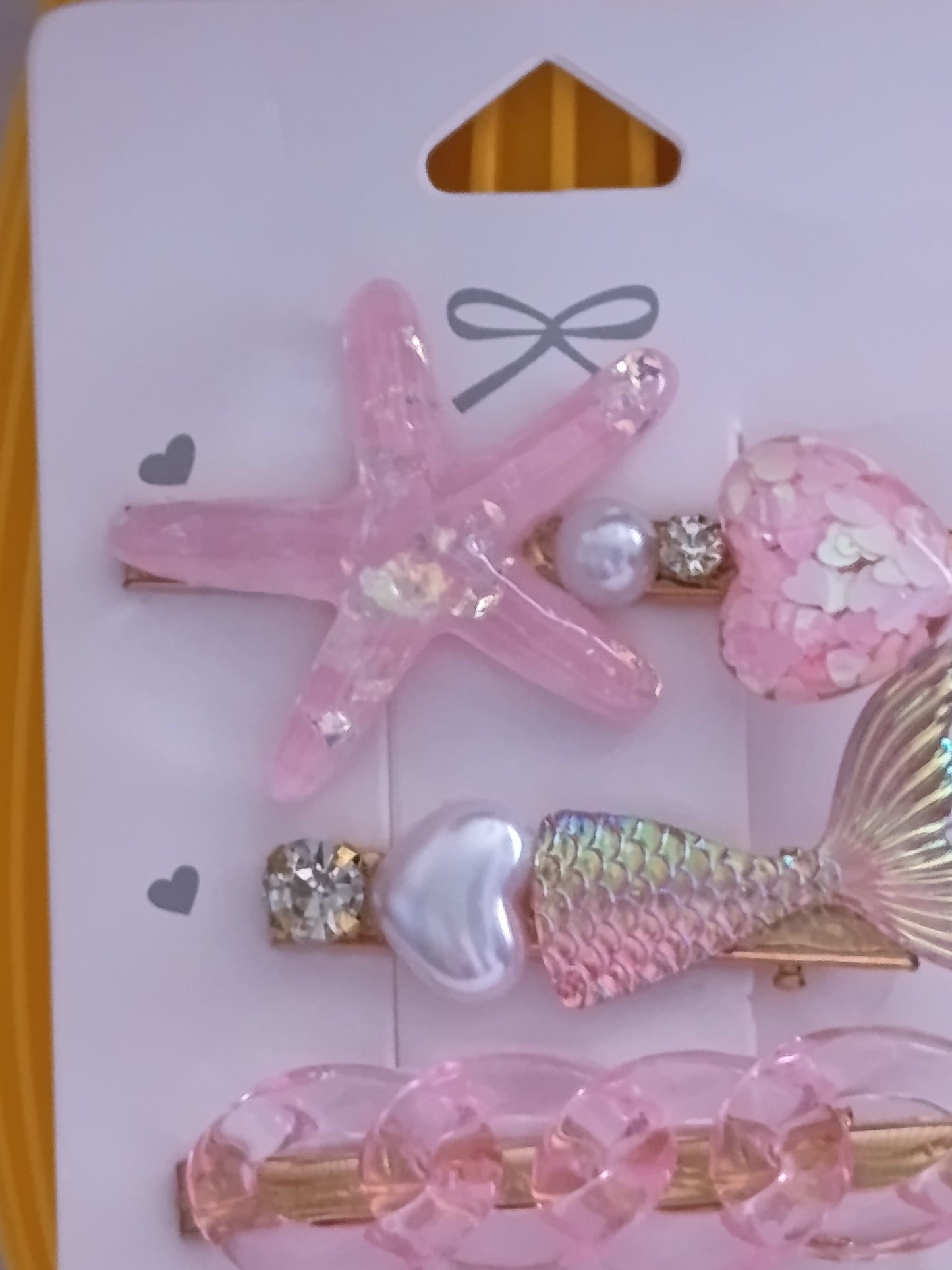 Lot de 6 pinces crocrodiles à cheveux, dans les tons roses clairs, thème mer
