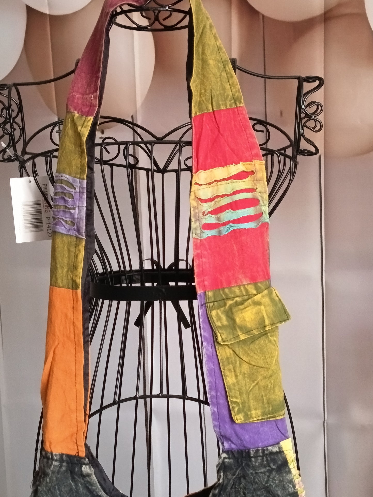 Sac à bandoulière à patchwork, ethnique, 100% coton, multicolore, N7C