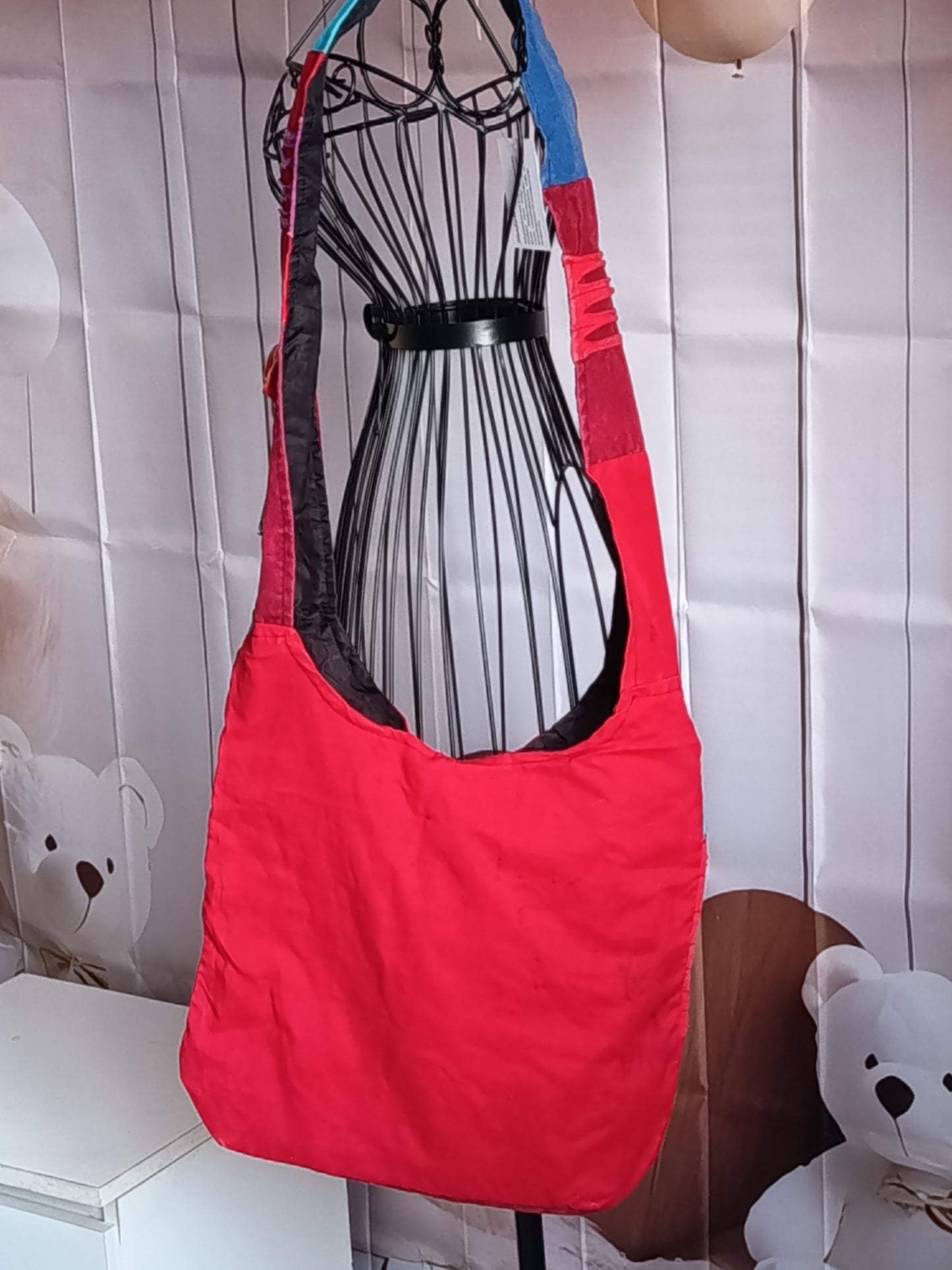 Sac à bandoulière à patchwork, ethnique, 100% coton, coloré N6