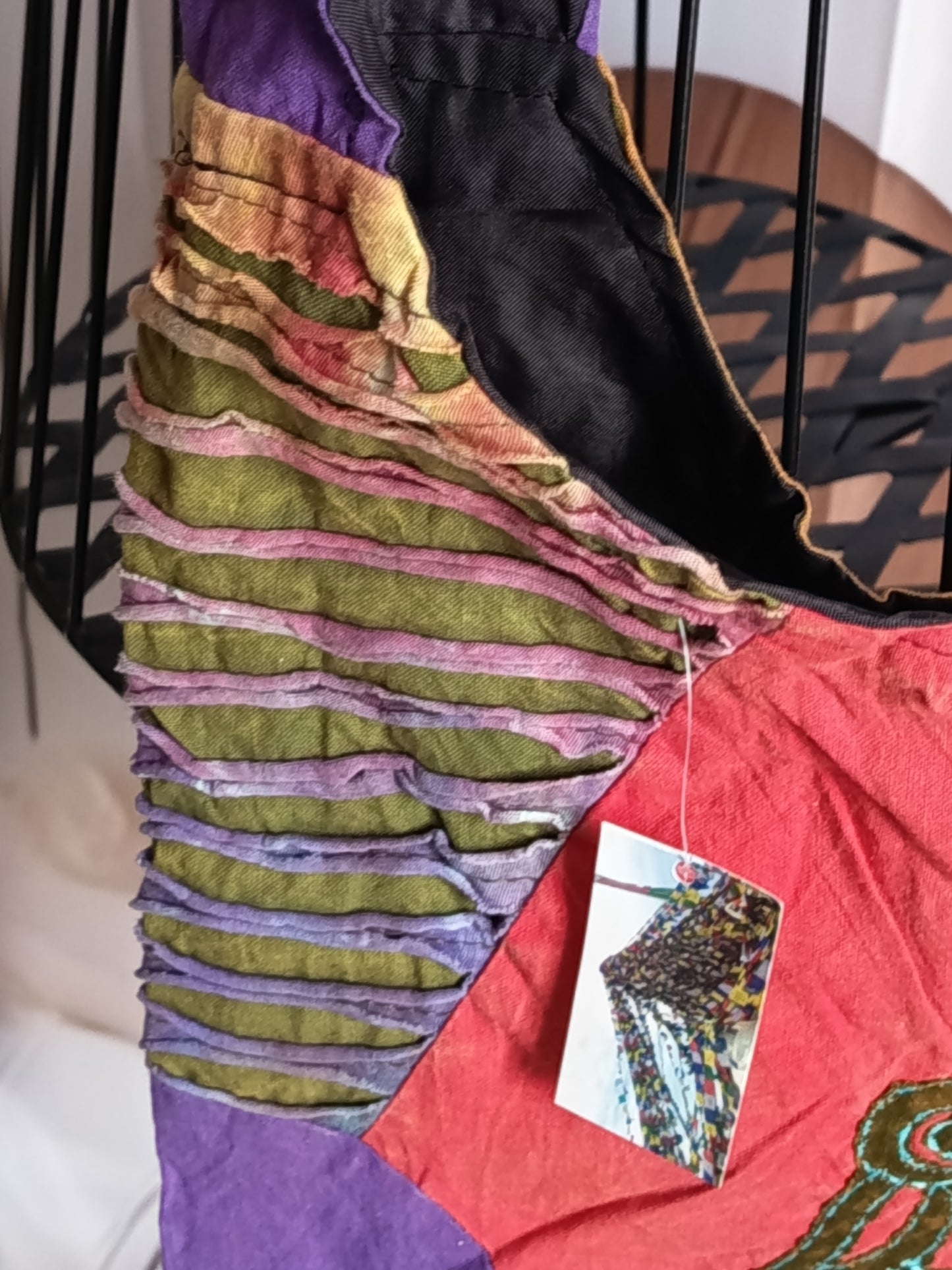 Sac à bandoulière à patchwork, ethnique, coton, très coloré N7A